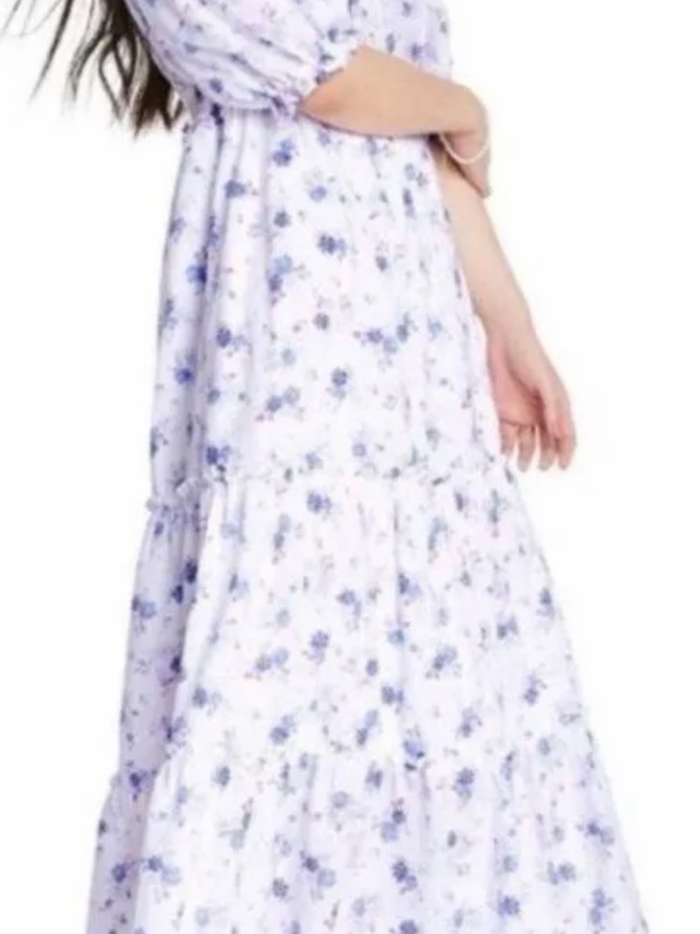 LoveShackFancy & Target Collab  White Maxi Dress with Blue Floral - Picture 4 of 6